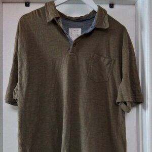 Colours Alexander Julian 3 Button Collar Short Sleeve Shirt Army Green 2XL